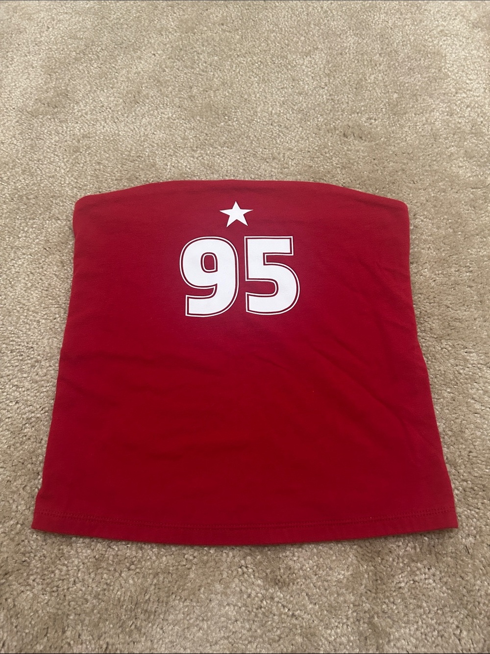 wild fable Red Strapless Tube Top with White Logo